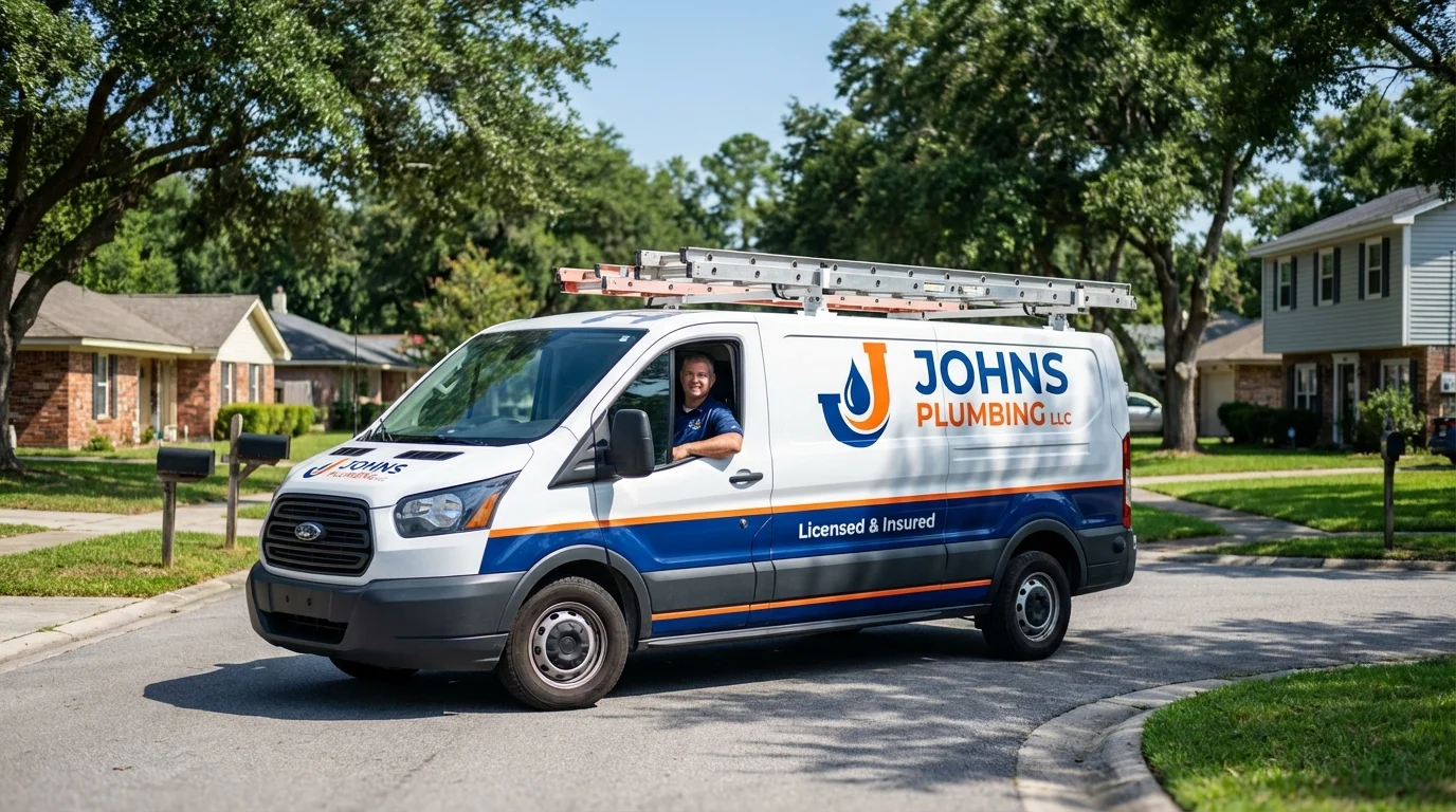 Johns Plumbing LLC service van in Pine Beach, NJ