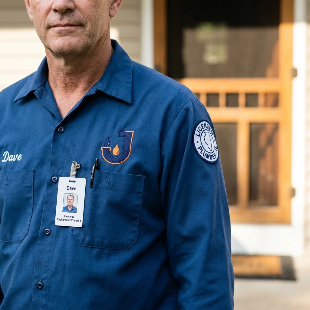 Licensed plumber showing ID badge in Pine Beach, NJ