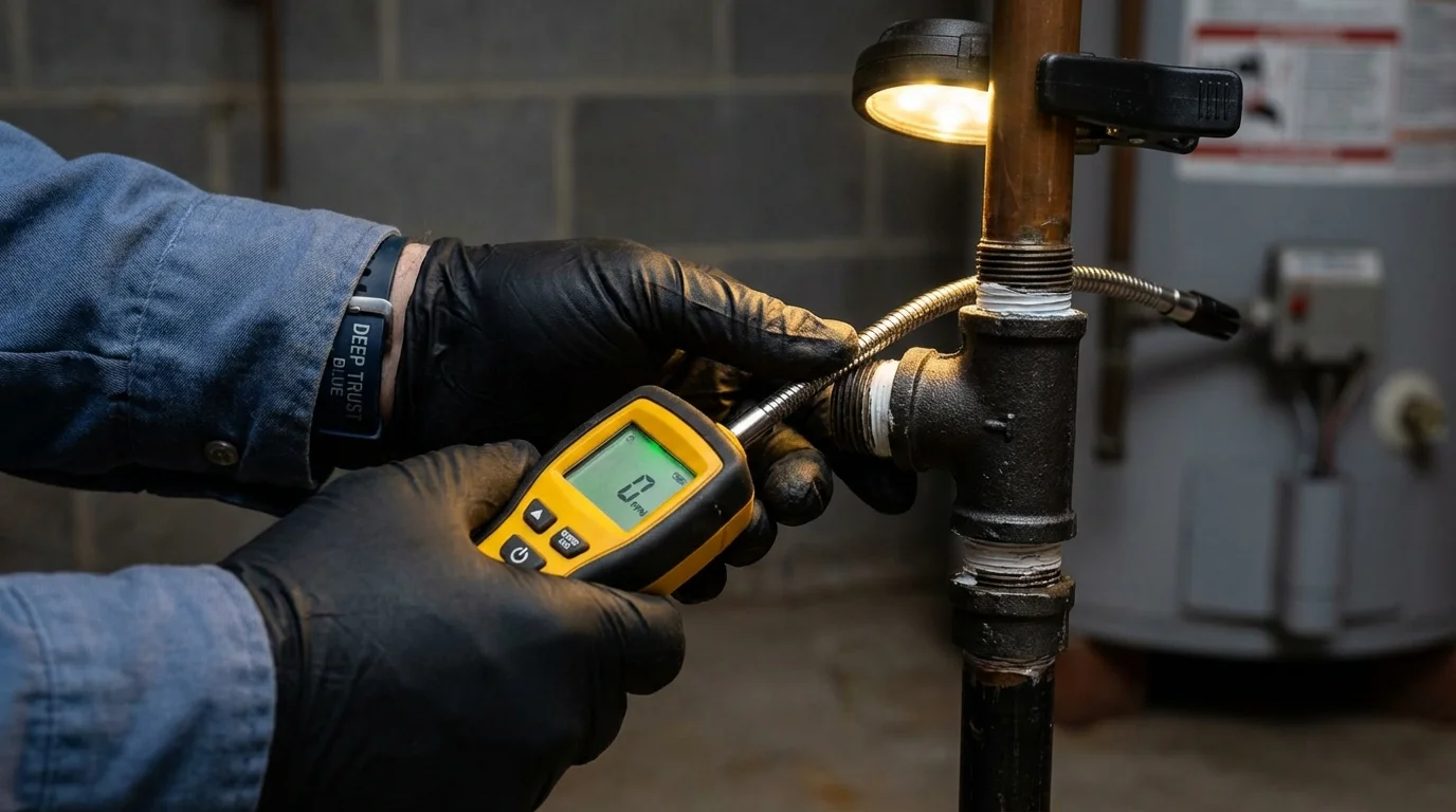 Gas leak detection with electronic sniffer by Johns Plumbing LLC in Pine Beach