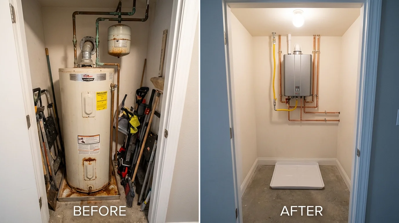 Tank water heater versus wall-mounted tankless unit comparison for Pine Beach, NJ homeowners